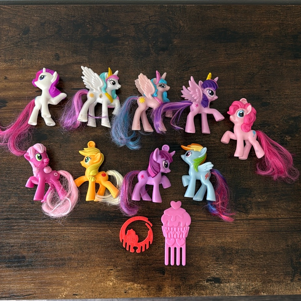 My Little Pony Mcdonalds Happy Meal Toy 3” Figures Mix Lot of 9 Brushable Tails - Picture 2 of 14
